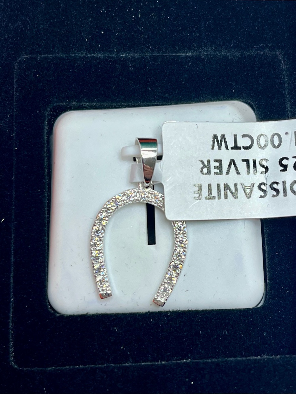 🆕 Horseshoe pendant.  Sterling Silver & 1ctwt Moissanite $250 retail